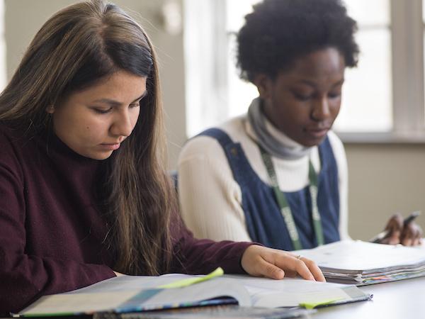 Students reading at desk