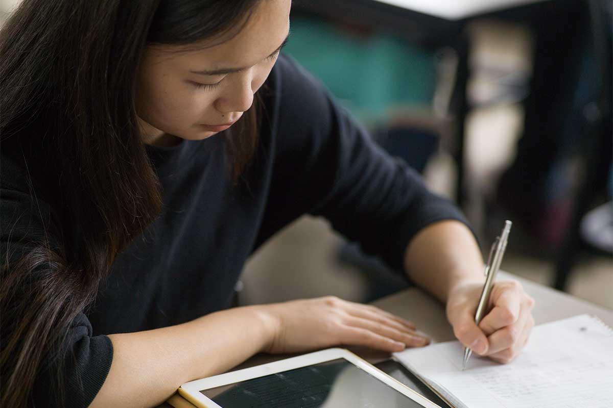 Student in class